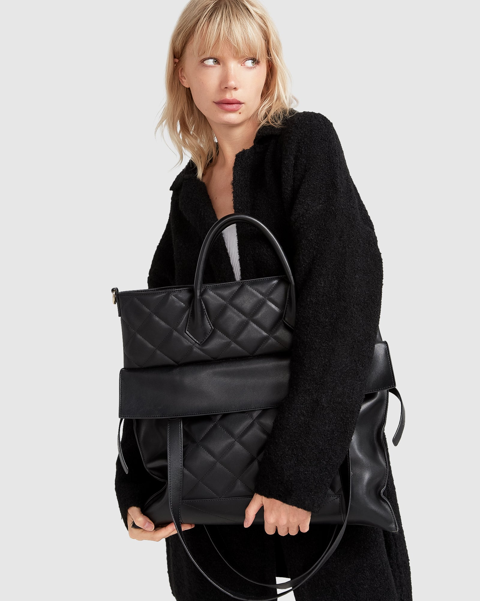 Lost Lovers Quilted Leather Tote Black – Belle Bloom