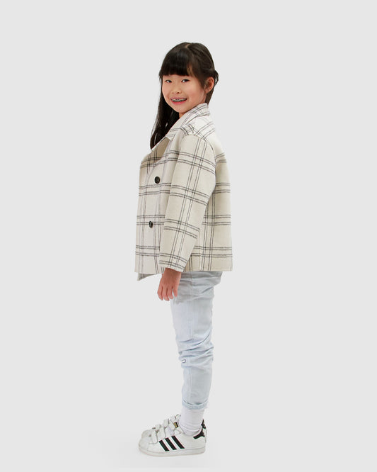 Adore You Wool Blend Peacoat - Cream Check