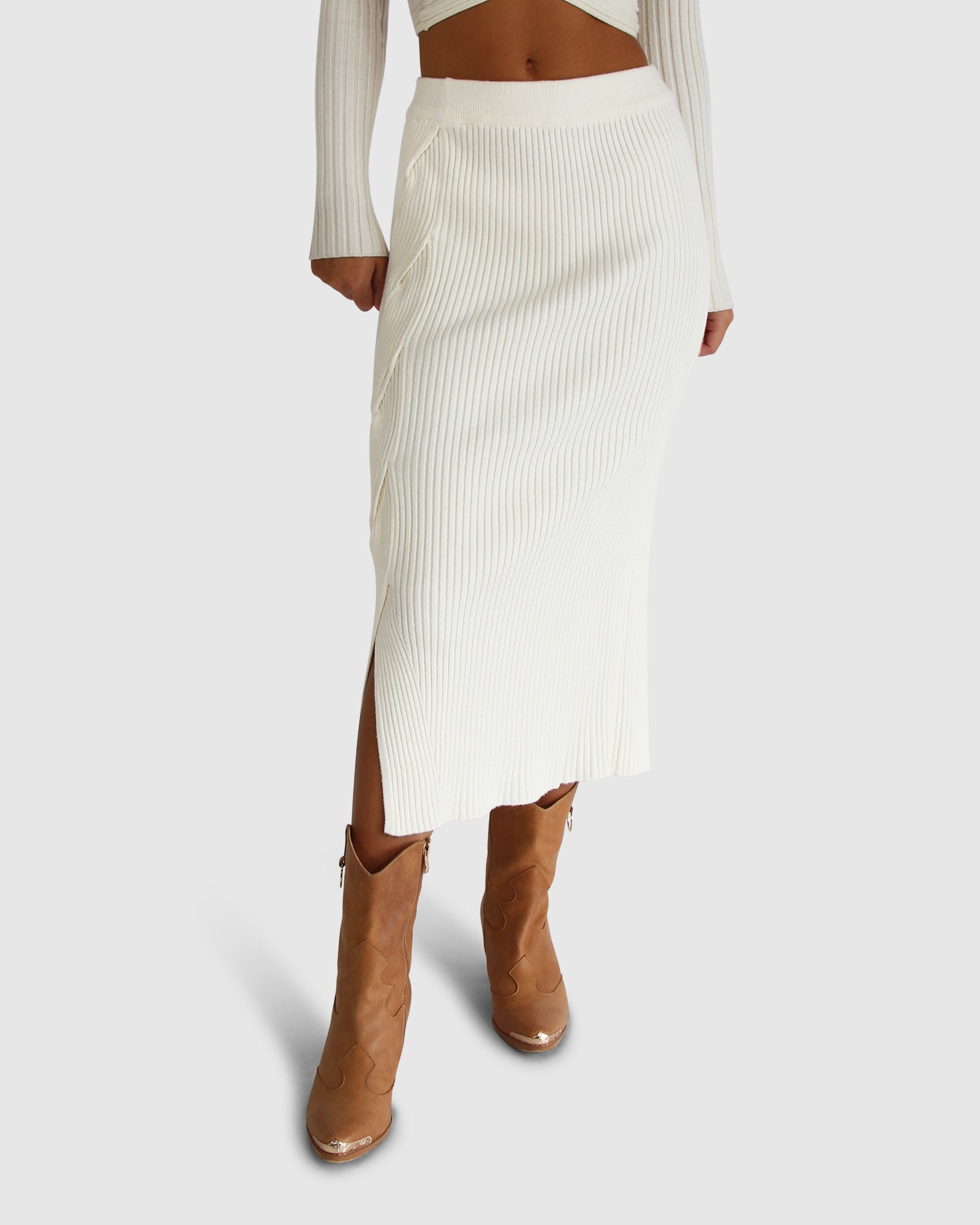 All My Life Knit Midi Skirt Cream – Belle Bloom