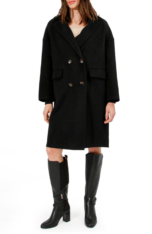 Amnesia Wool Blend Oversized Coat - Black