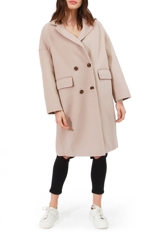Amnesia Wool Blend Oversized Coat - Sand