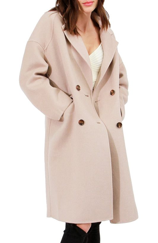 Amnesia Wool Blend Oversized Coat - Sand