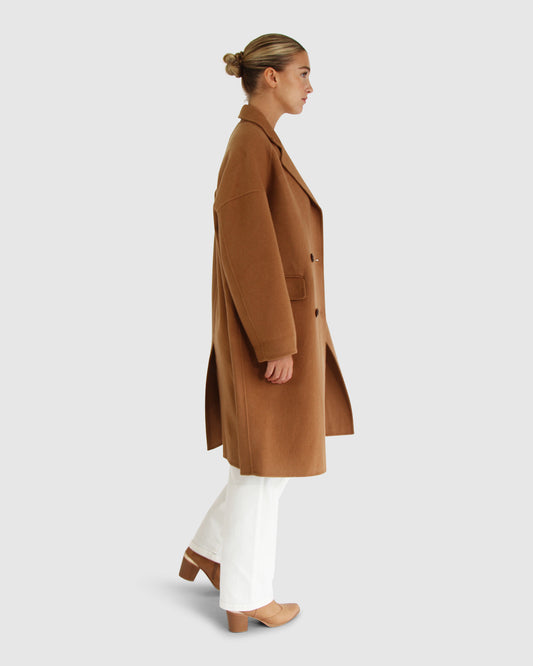 Amnesia Wool Blend Oversized Coat - Camel