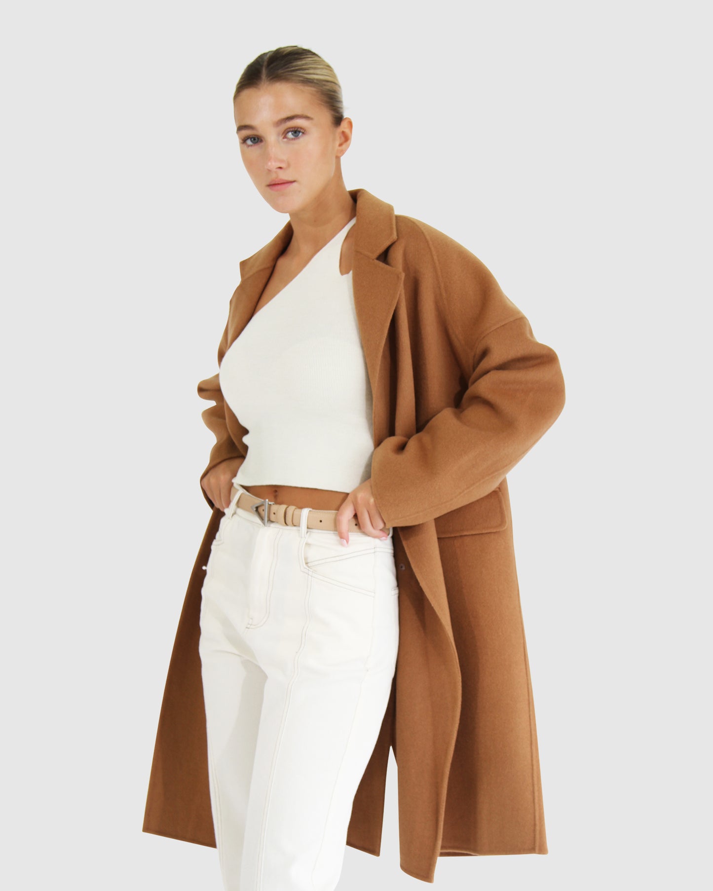 Amnesia Wool Blend Oversized Coat - Camel