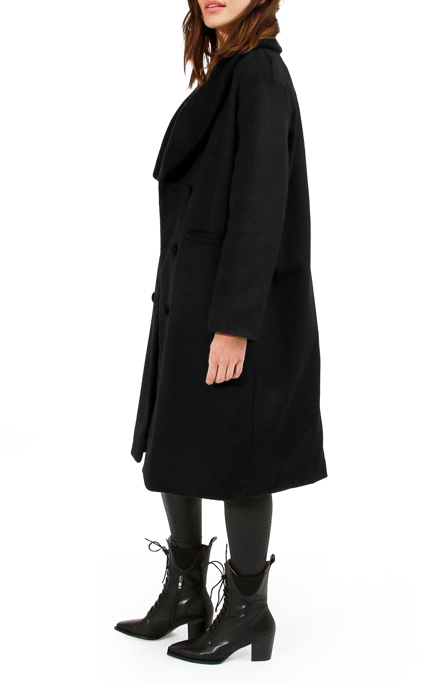 After Party Wool Blend Qulited Lining Coat - Black