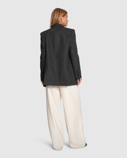 Big Brother Talk Wool Blend Blazer - Charcoal