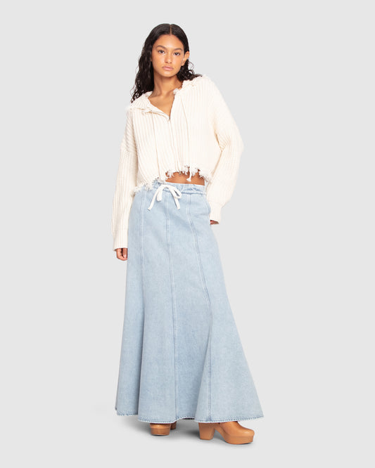 Bold Love Denim Maxi Skirt - Stonewash