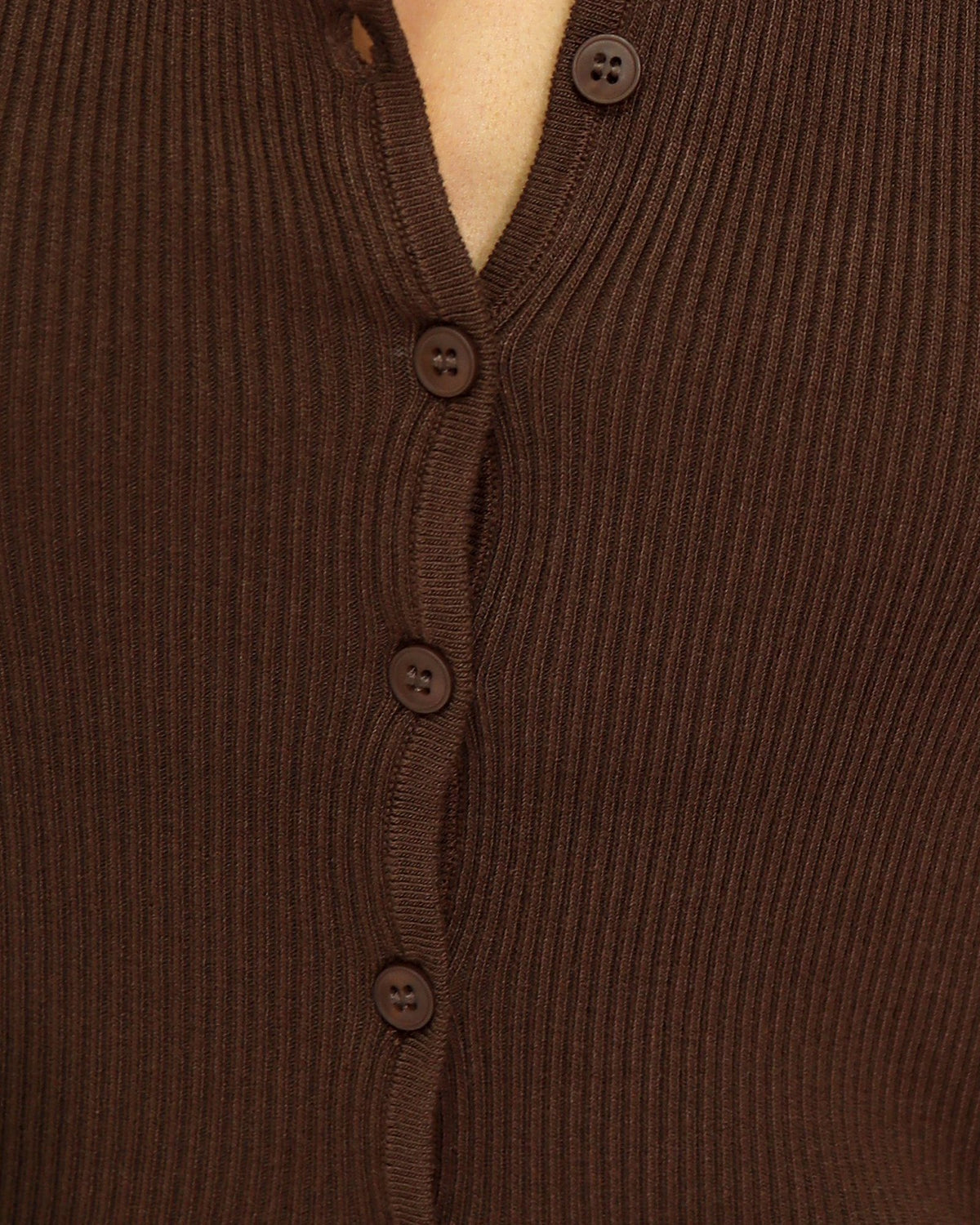 Close To You Ribbed Button Up Sleeveless Vest - Chocolate