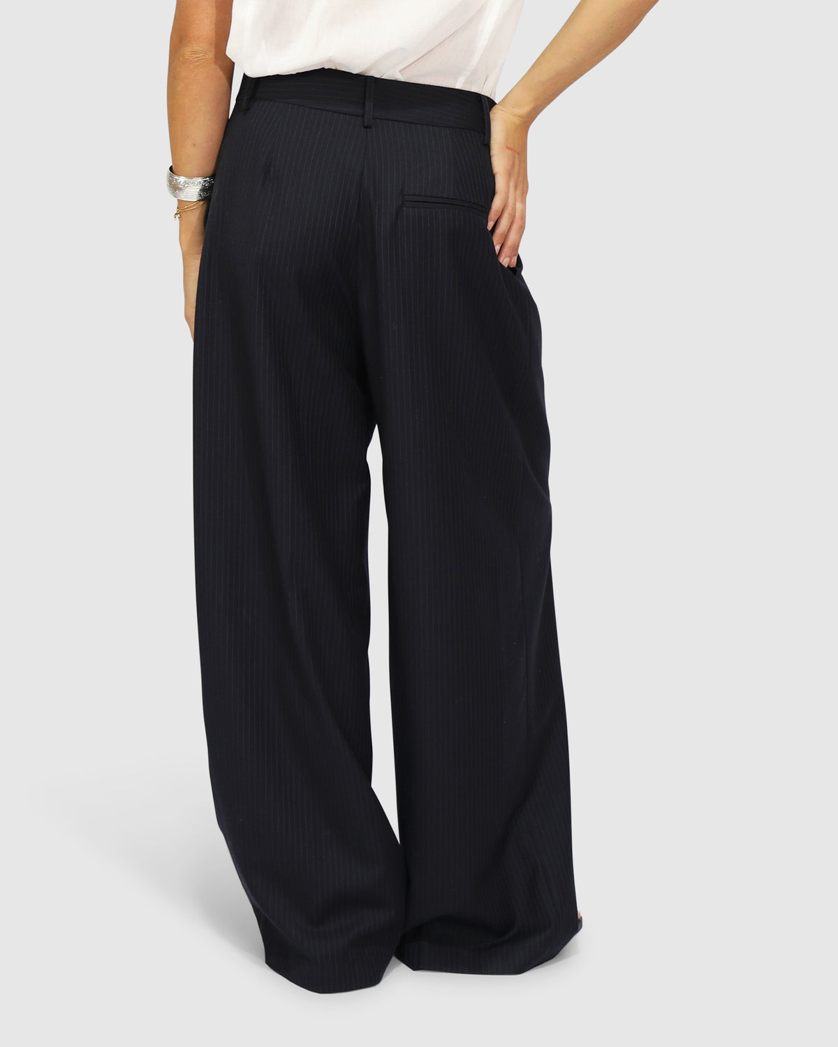 Ready For Your Love Pinstripes Wide Leg Pant - Navy Pinstripes
