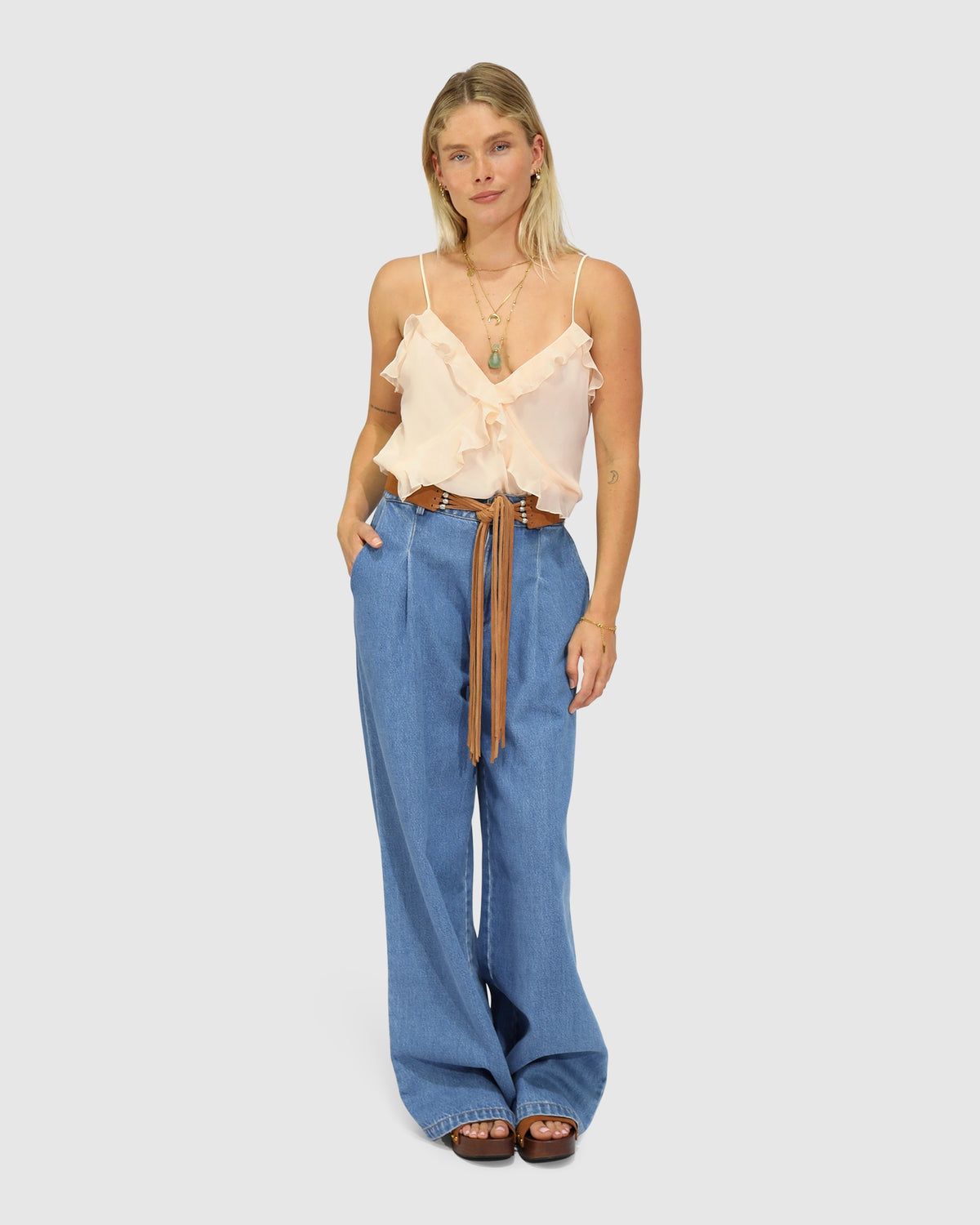 Milkshake Ruffle Cami - Powder Apricot