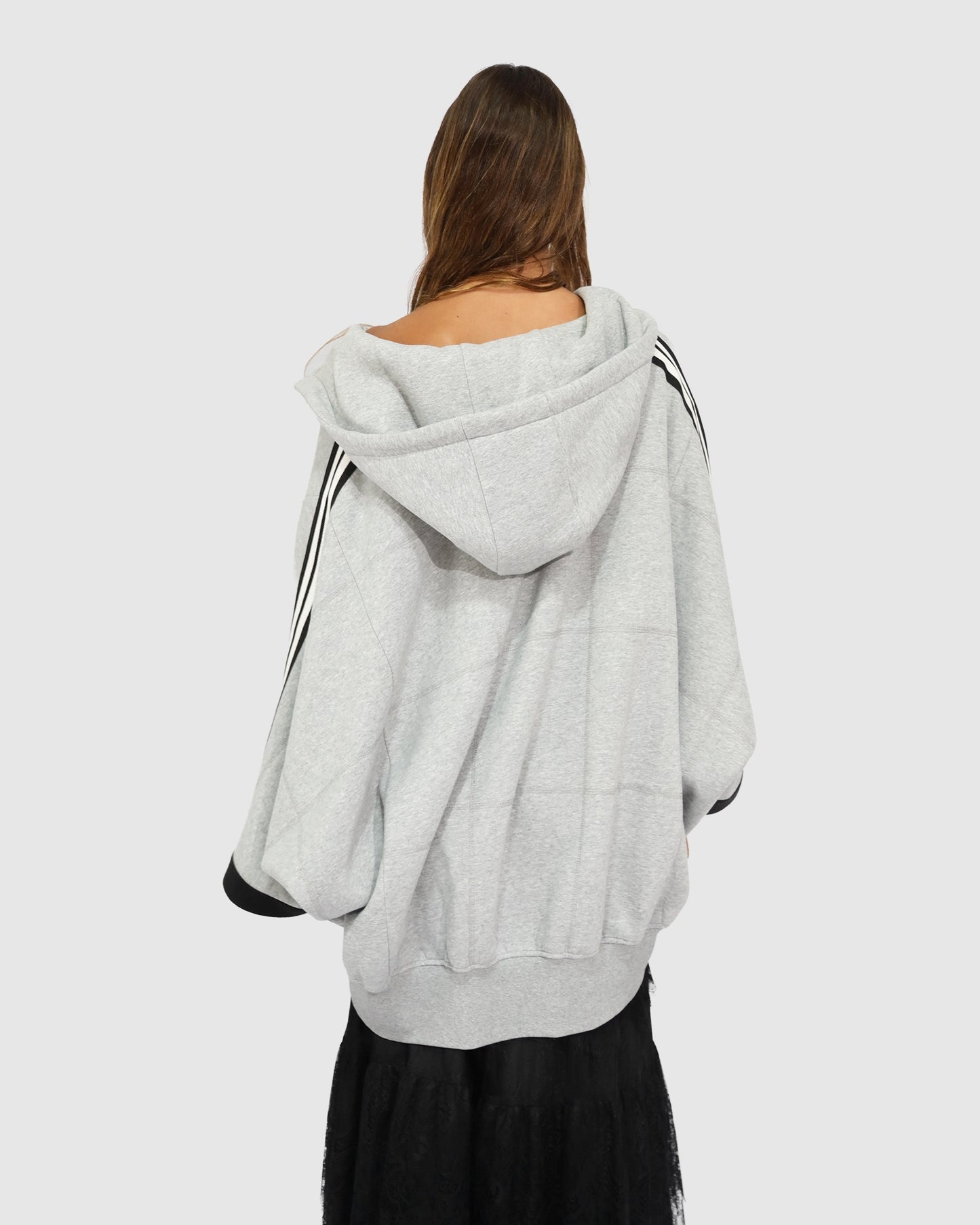 Living by the Ocean Oversized Striped Hoodie – Grey Melange