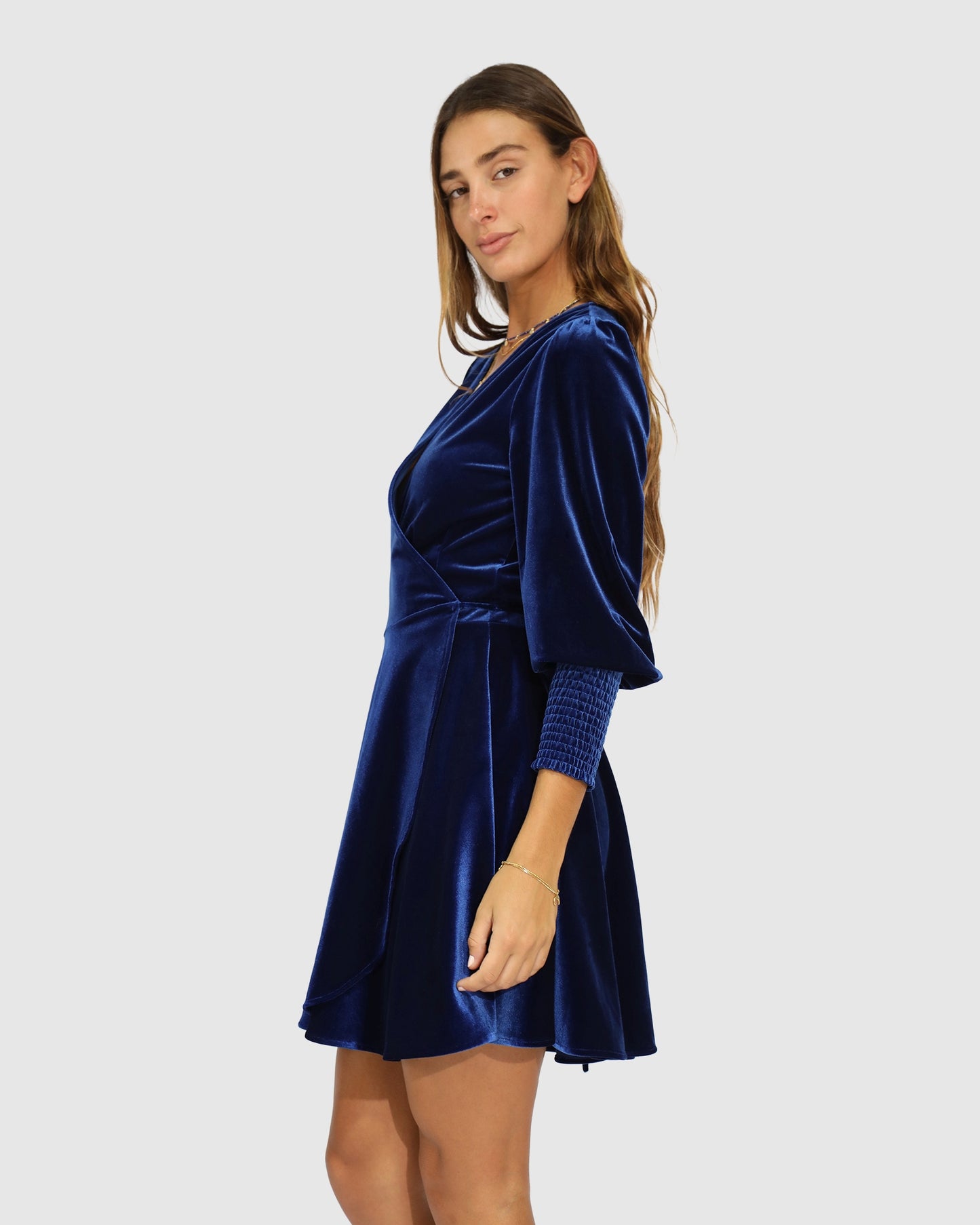 Loved You First Velvet Mini Dress - Navy