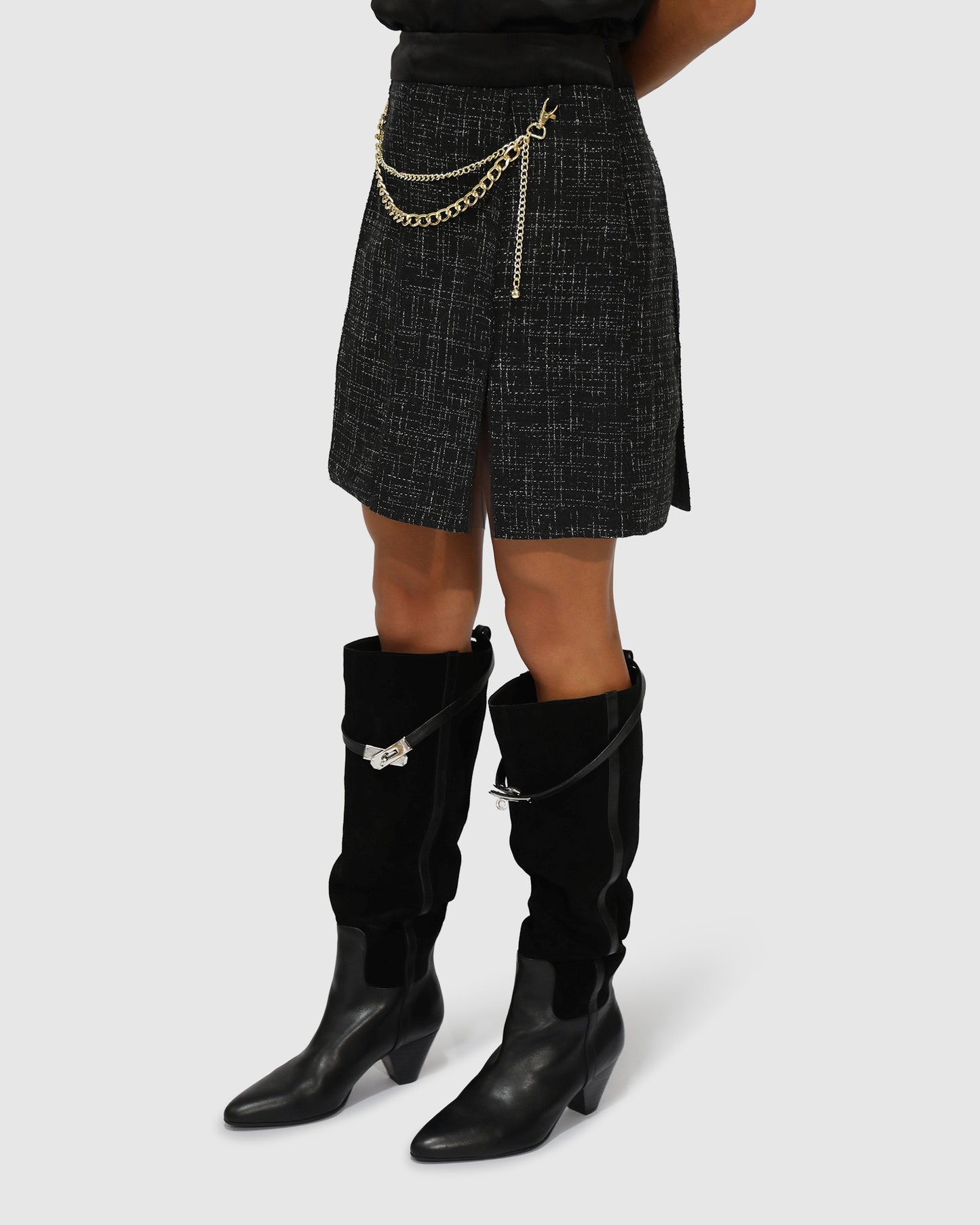 Set Me Free Tweed Skirt - Black