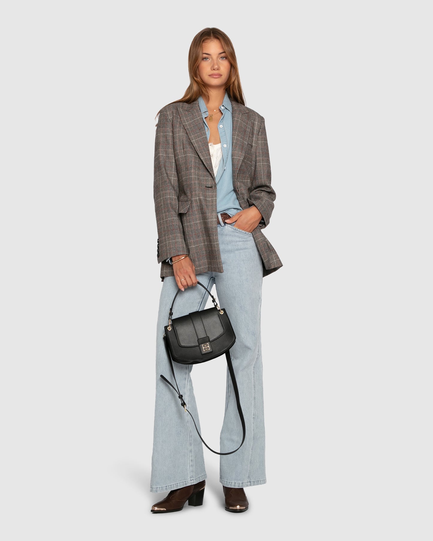 Paris Grid Single Breasted Blazer - Check