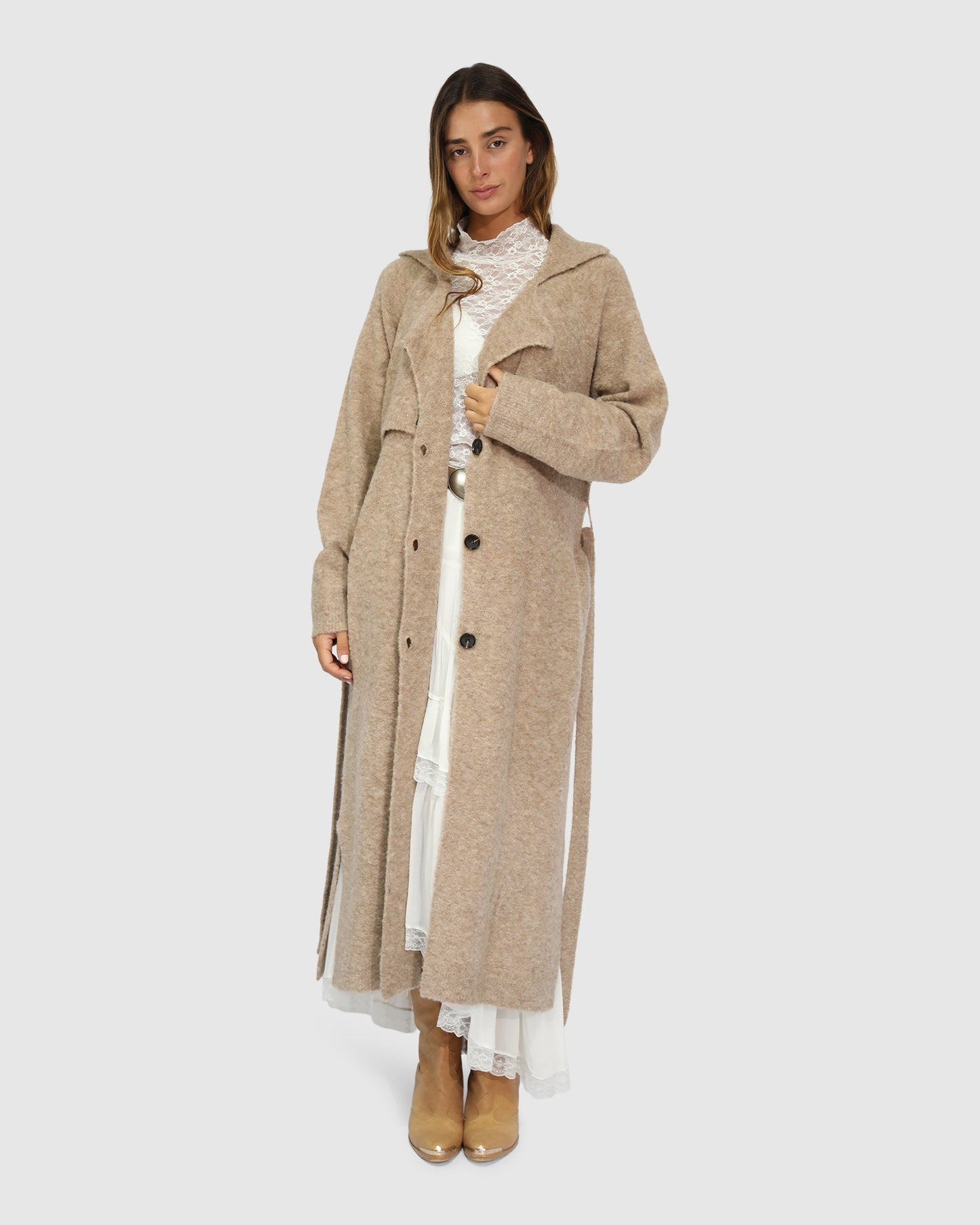 Live in Dream Maxi Trench Cardigan - Khaki