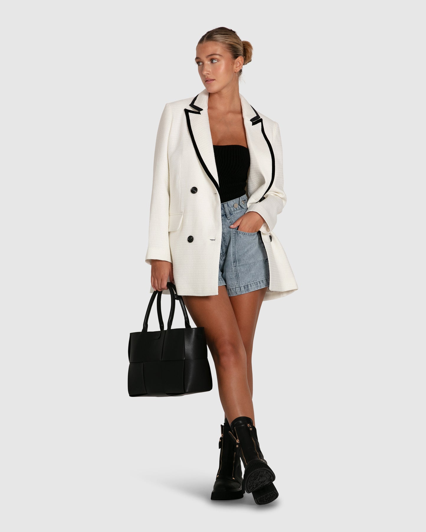 Because Of You Trimmed Blazer - Cream