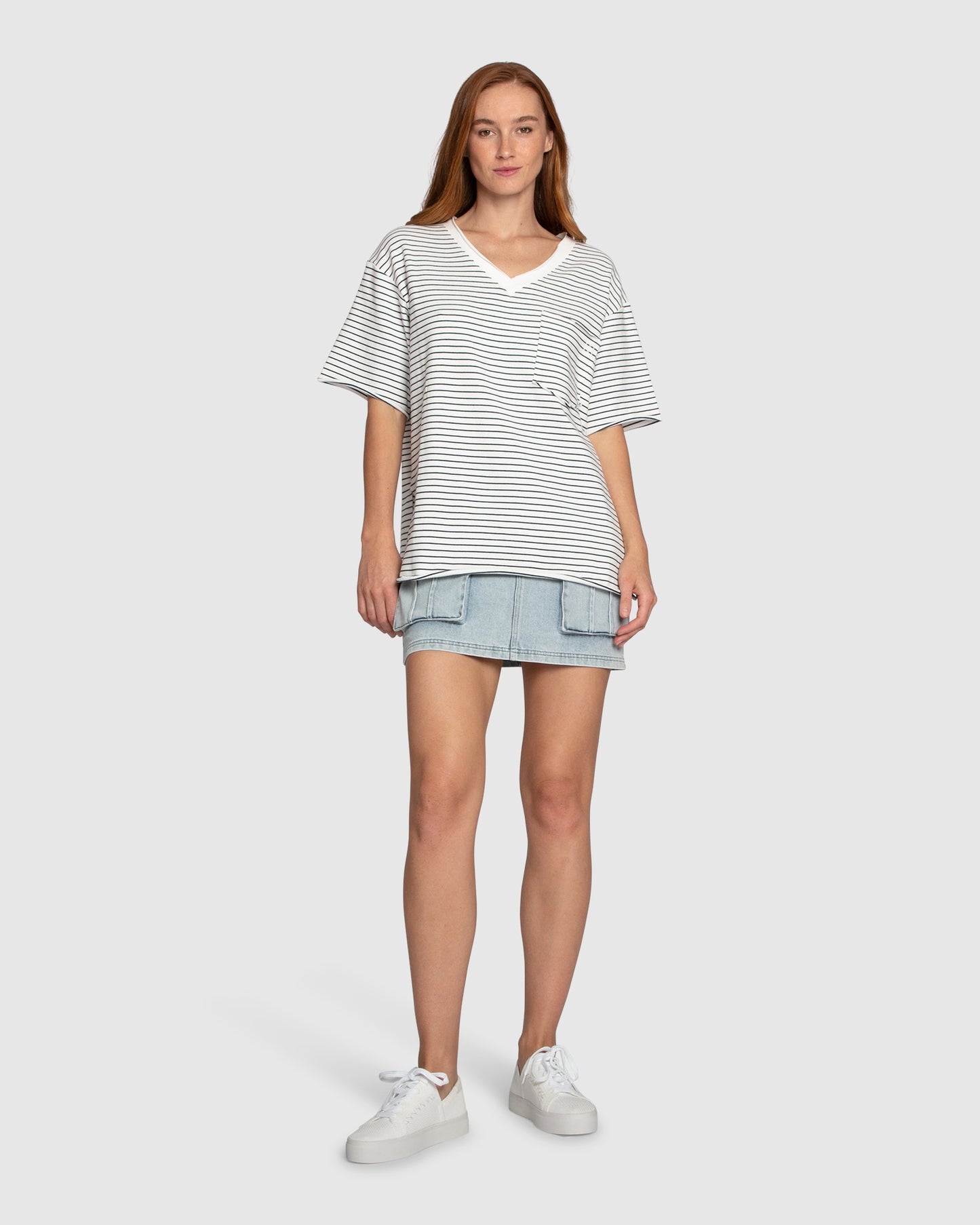 Brave Soul Oversized Striped T-Shirt - Black/White