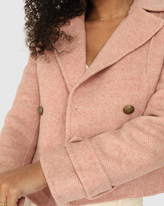 Better Off Wool Blend Military Peacoat - Blush