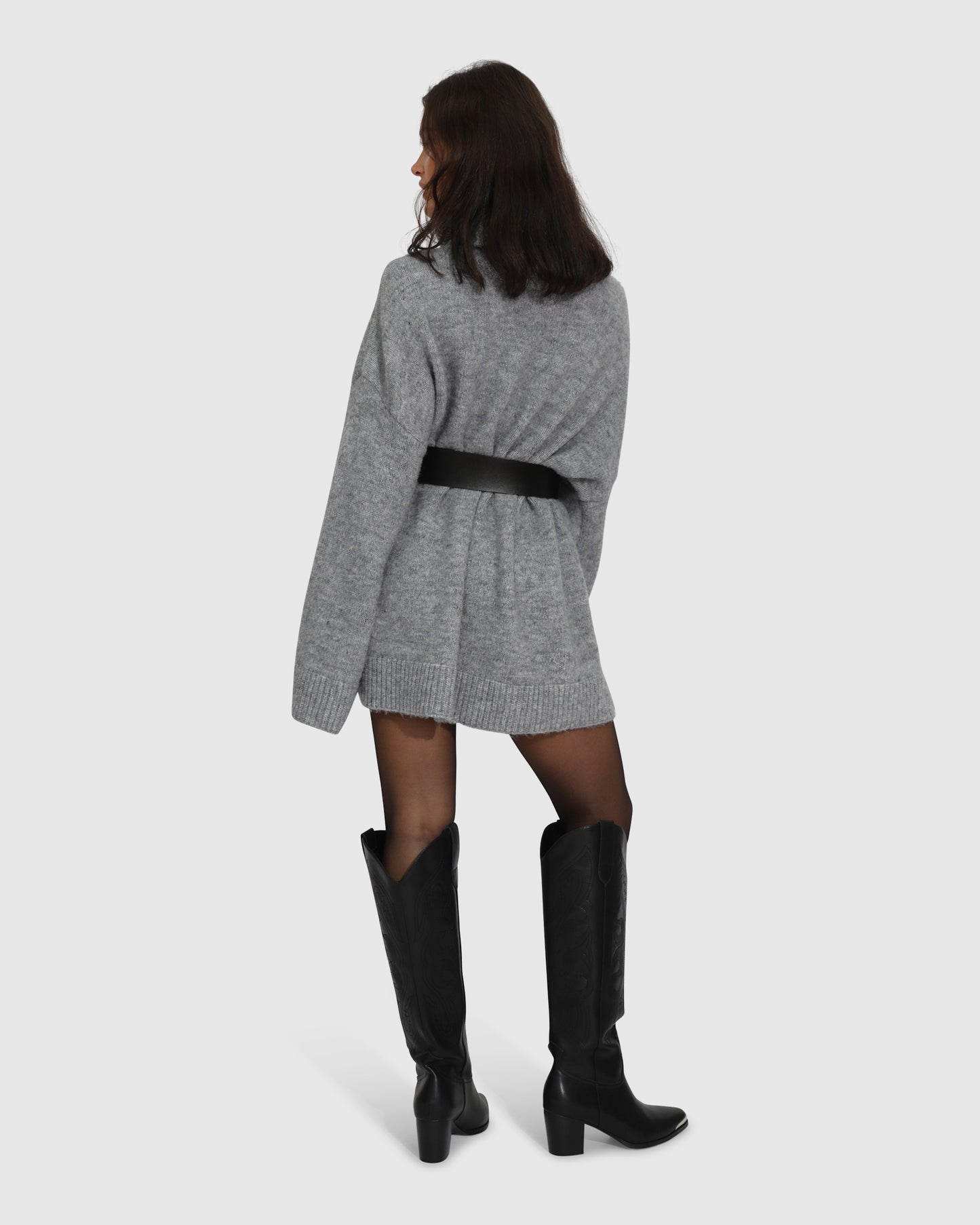 Cuddle Me Oversized Tunic Sweater - Grey
