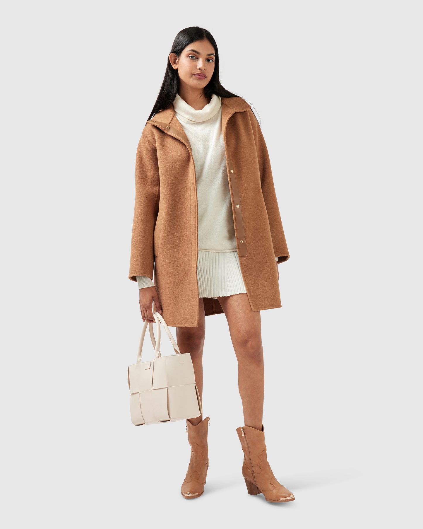 Come On Over Wool Blend Trimmed Coat - Camel