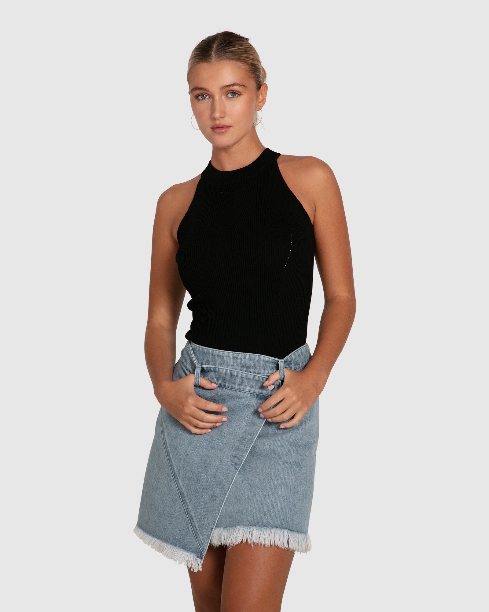 Dance With Me Denim Mini Skirt Stonewash – Belle Bloom