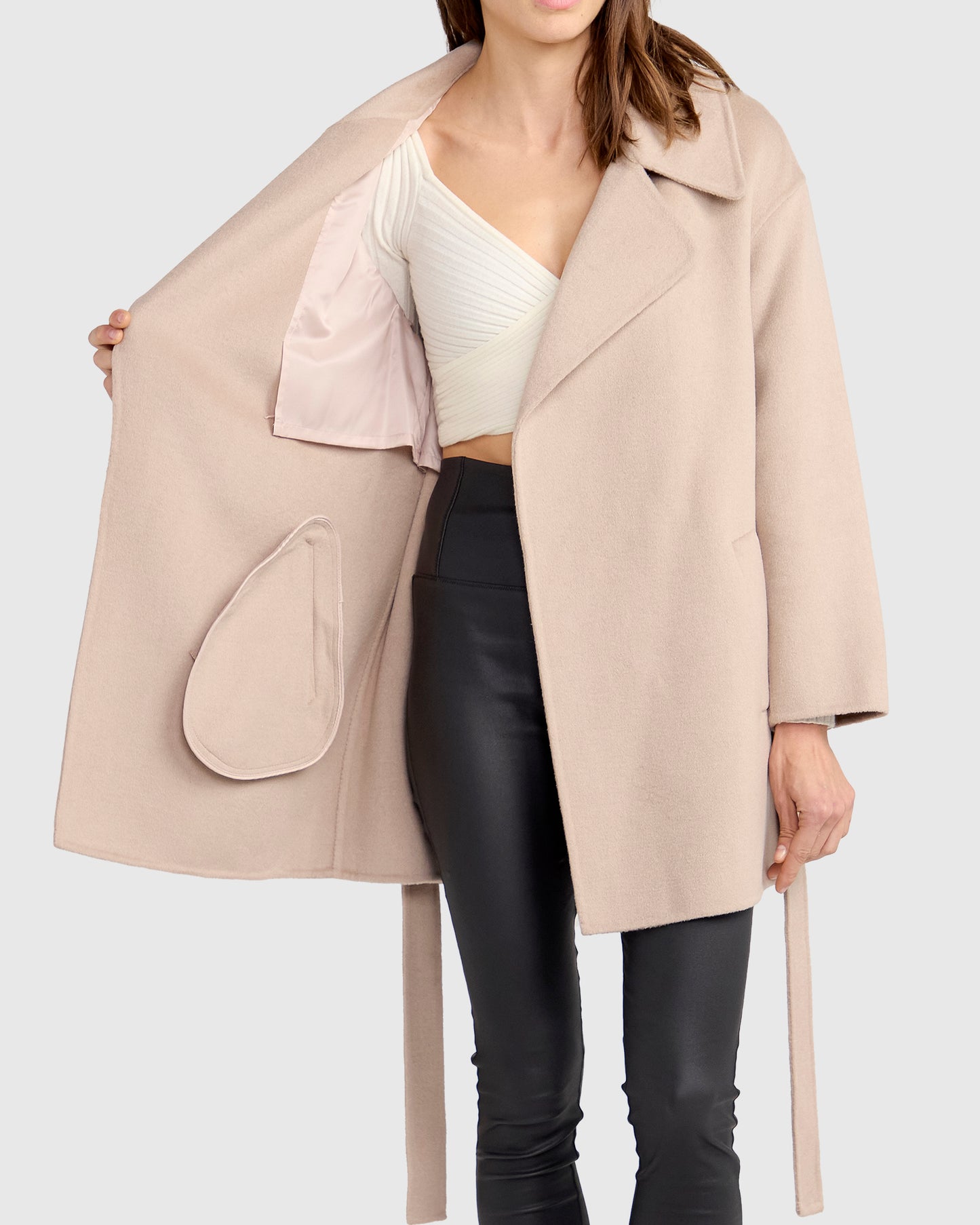 Eternal Flame Wool Blend Short Robe Coat - Sand