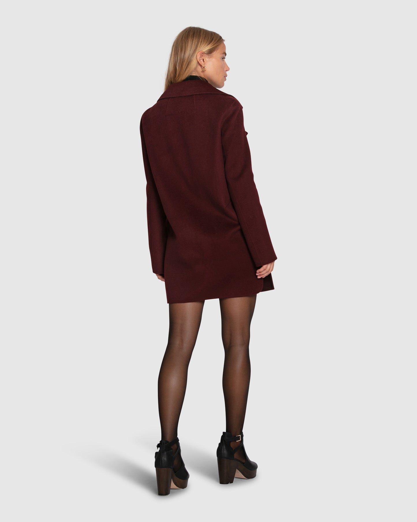 Ex-Boyfriend Wool Blend Oversized Jacket - Burgundy