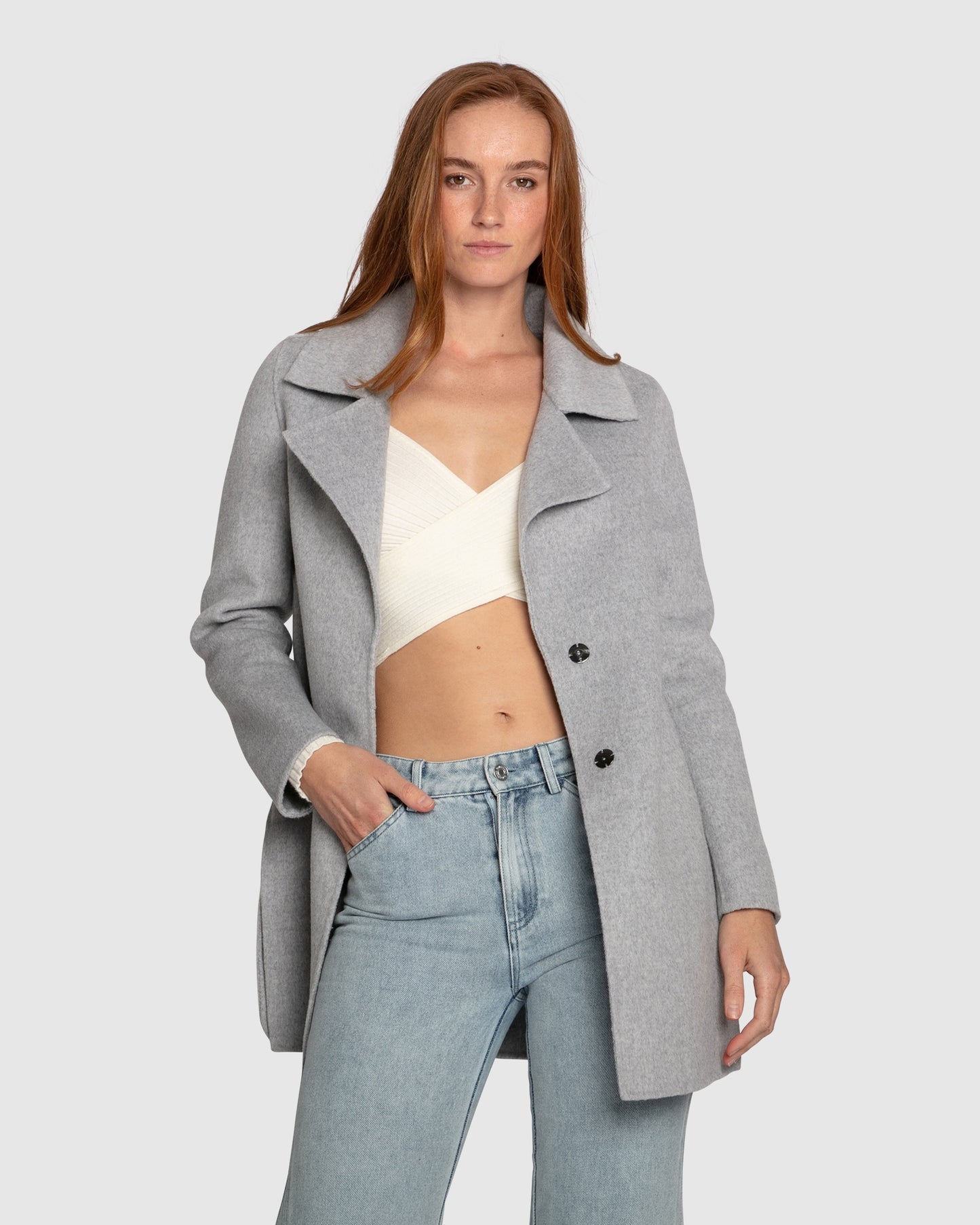 Ex-Boyfriend Wool Blend Oversized Jacket - Grey Marle
