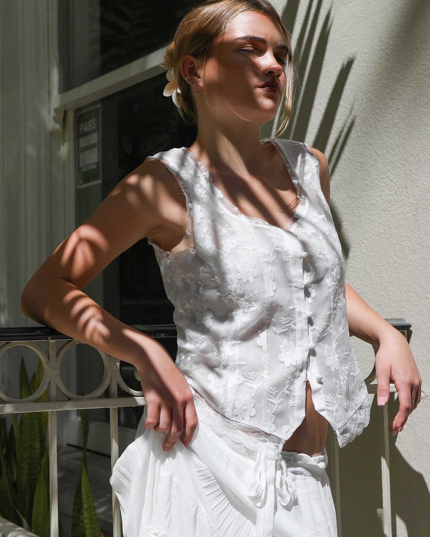 Future Lover Lace Button Up Blouse - White