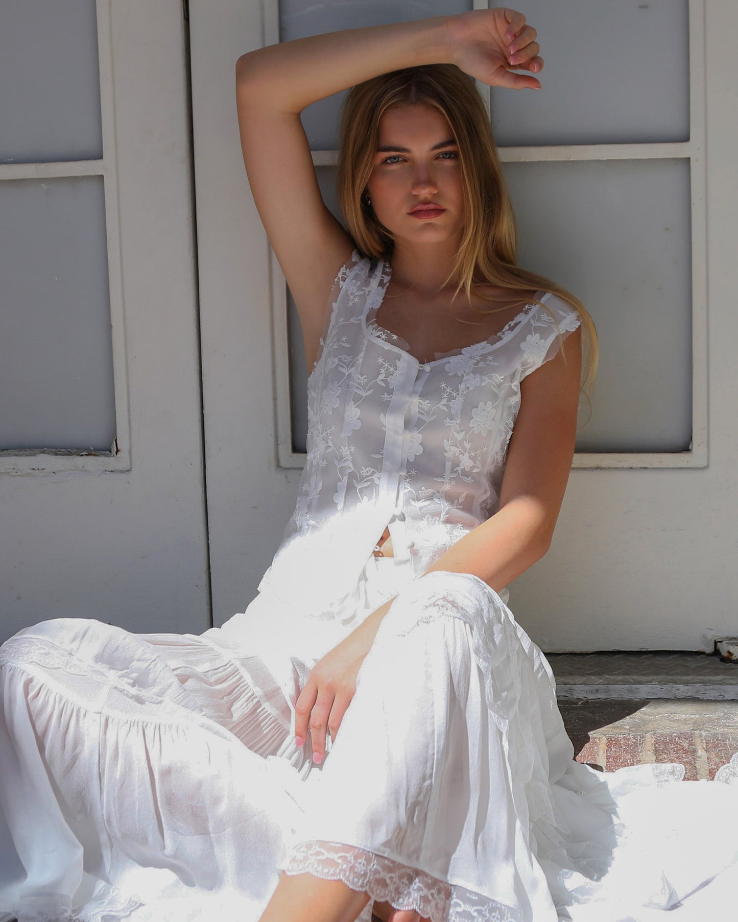 Future Lover Lace Button Up Blouse - White