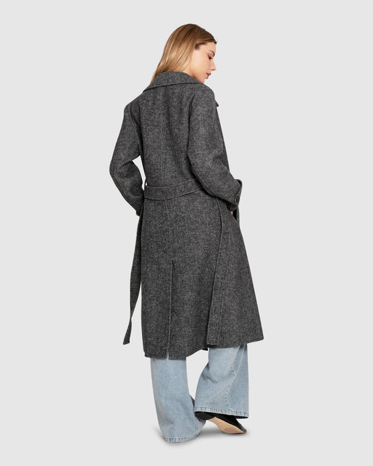 Front Runner Wool Blend Belted Coat - Charcoal