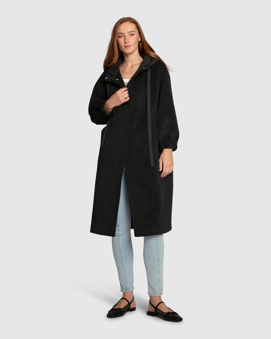 Fantasy Land Wool Blend Hooded Coat - Charcoal