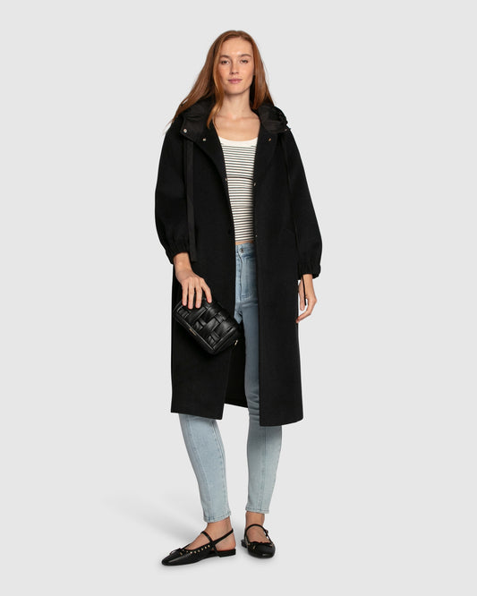 Fantasy Land Wool Blend Hooded Coat - Charcoal