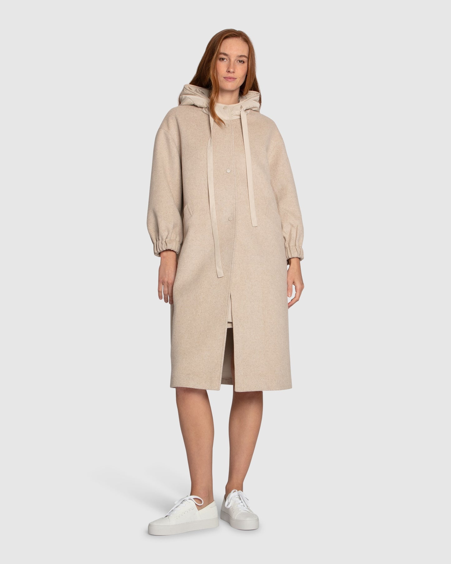 Fantasy Land Wool Blend Hooded Coat - Sand