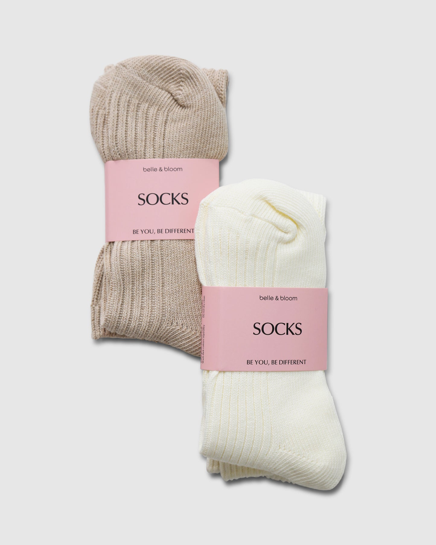 Go For It 2 Pack Socks - Cream & Beige