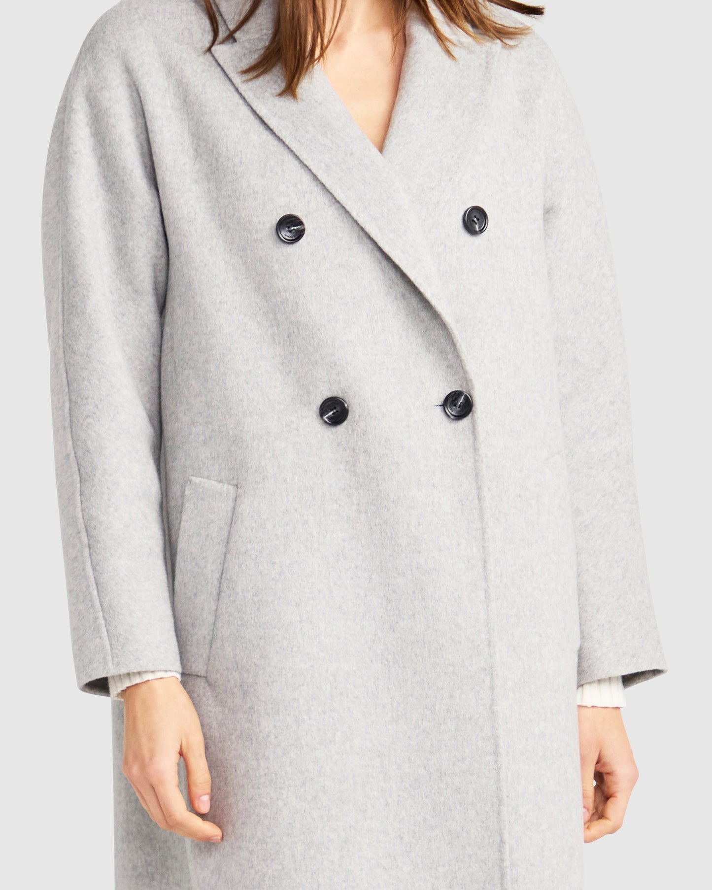 Guestlist Wool Blend Oversized Double Breasted Coat - Grey Marle