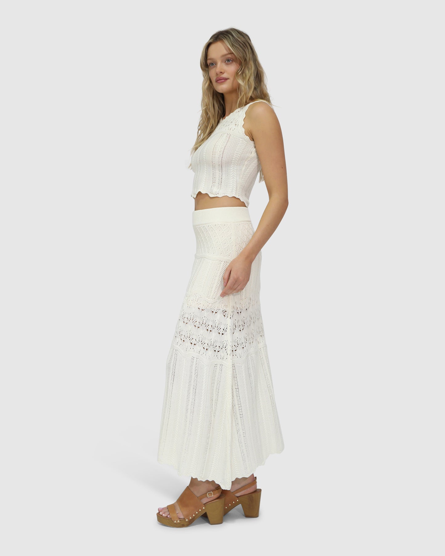 Harvest Haze Crochet Maxi Skirt - Cream