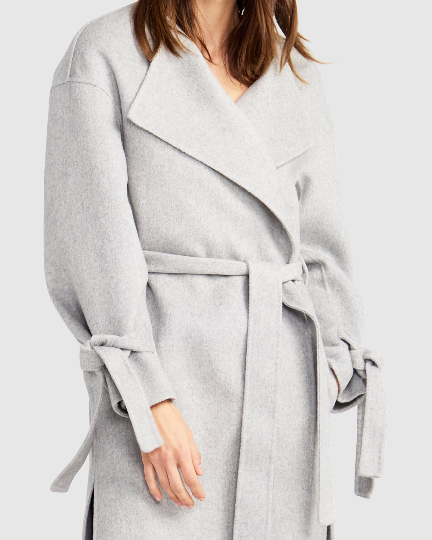 Head Over Heels Wool Blend Collarless Robe Coat - Grey Marle