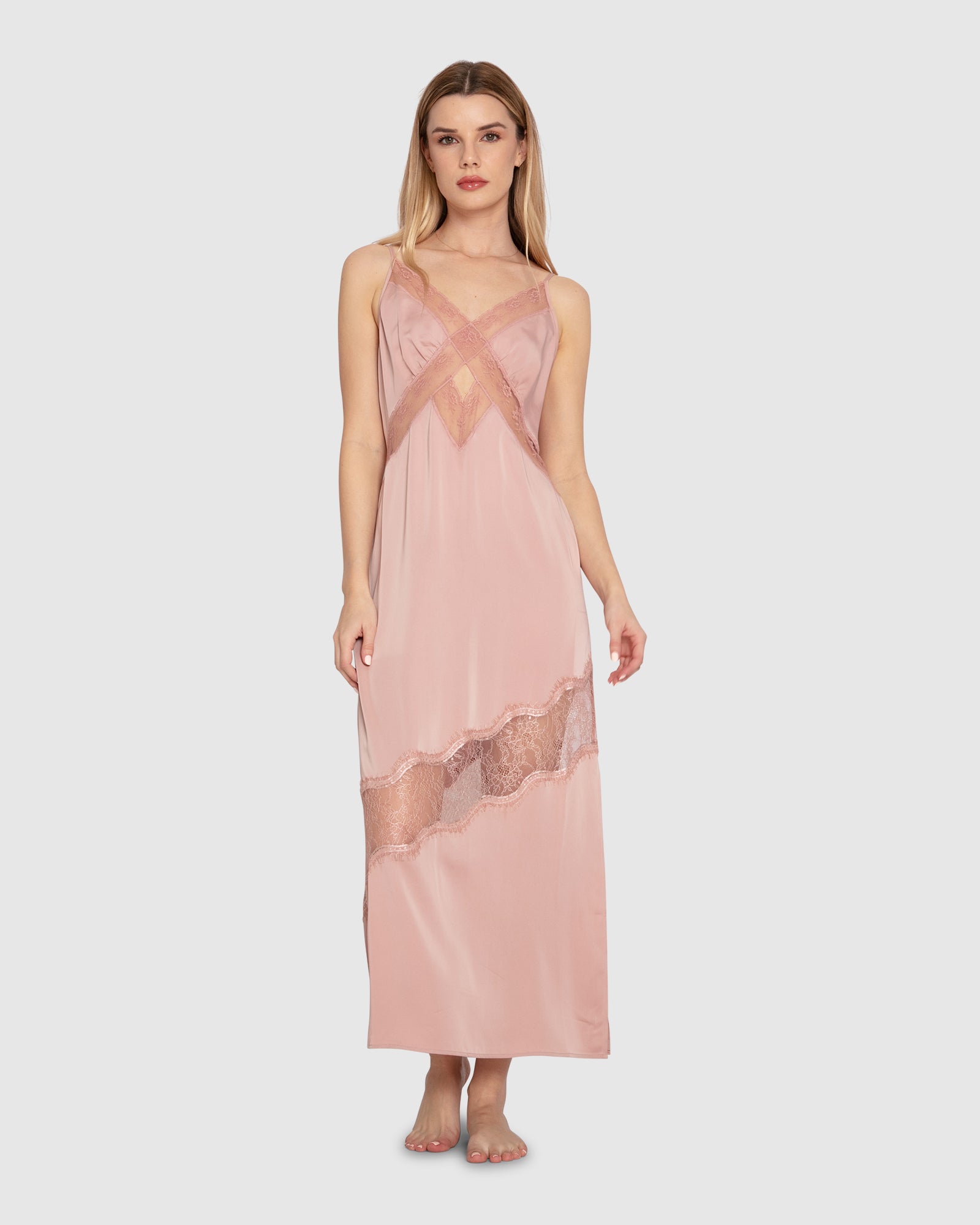 Heavenly Bodies Lace Slip Dress - Dusty Rose Heavenly Bodies Lace Slip Dress - Dusty Rose