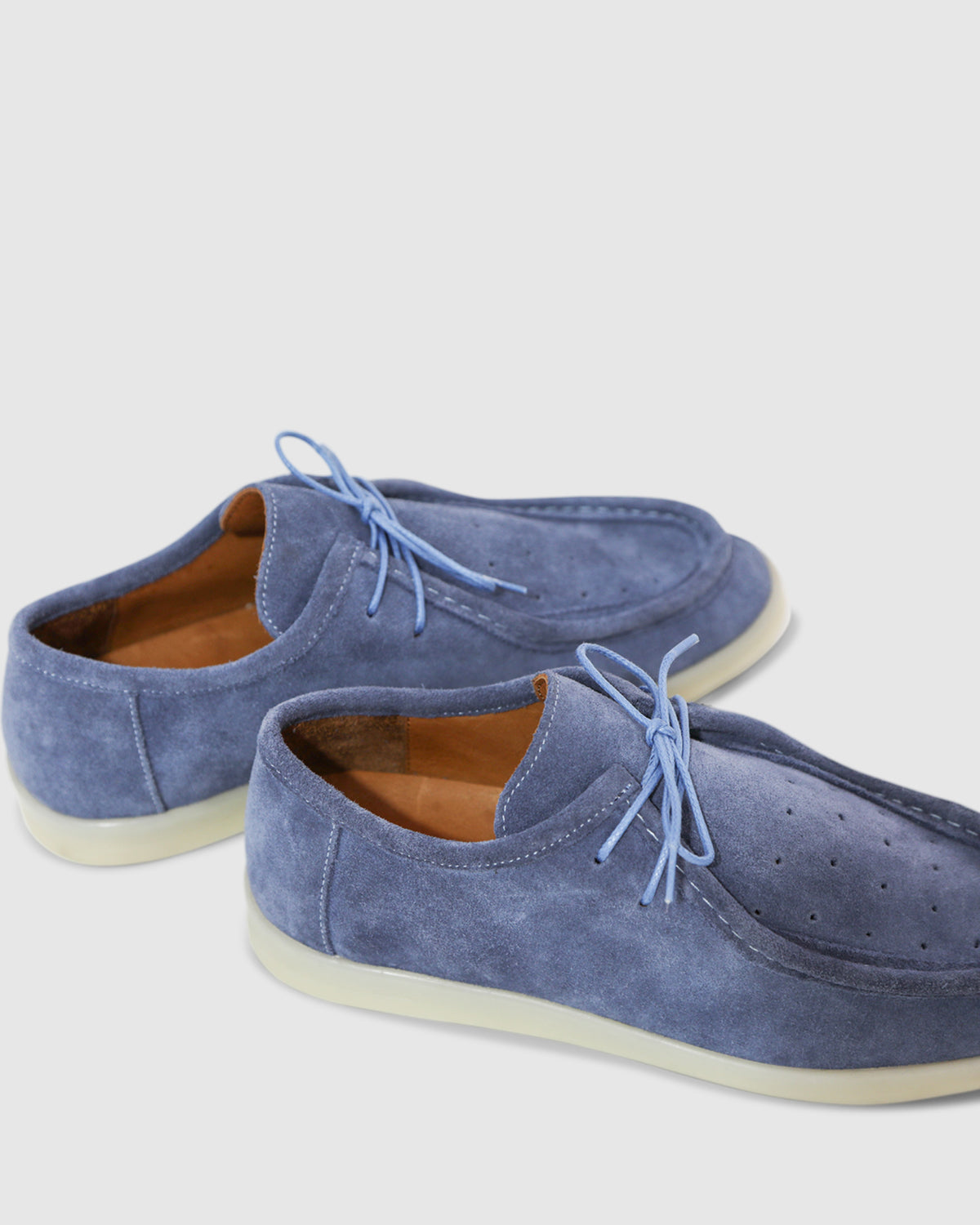 Stonewash Blue Heatwave Suede Boat Shoes with comfortable slip-on construction with lace detail - alternate view