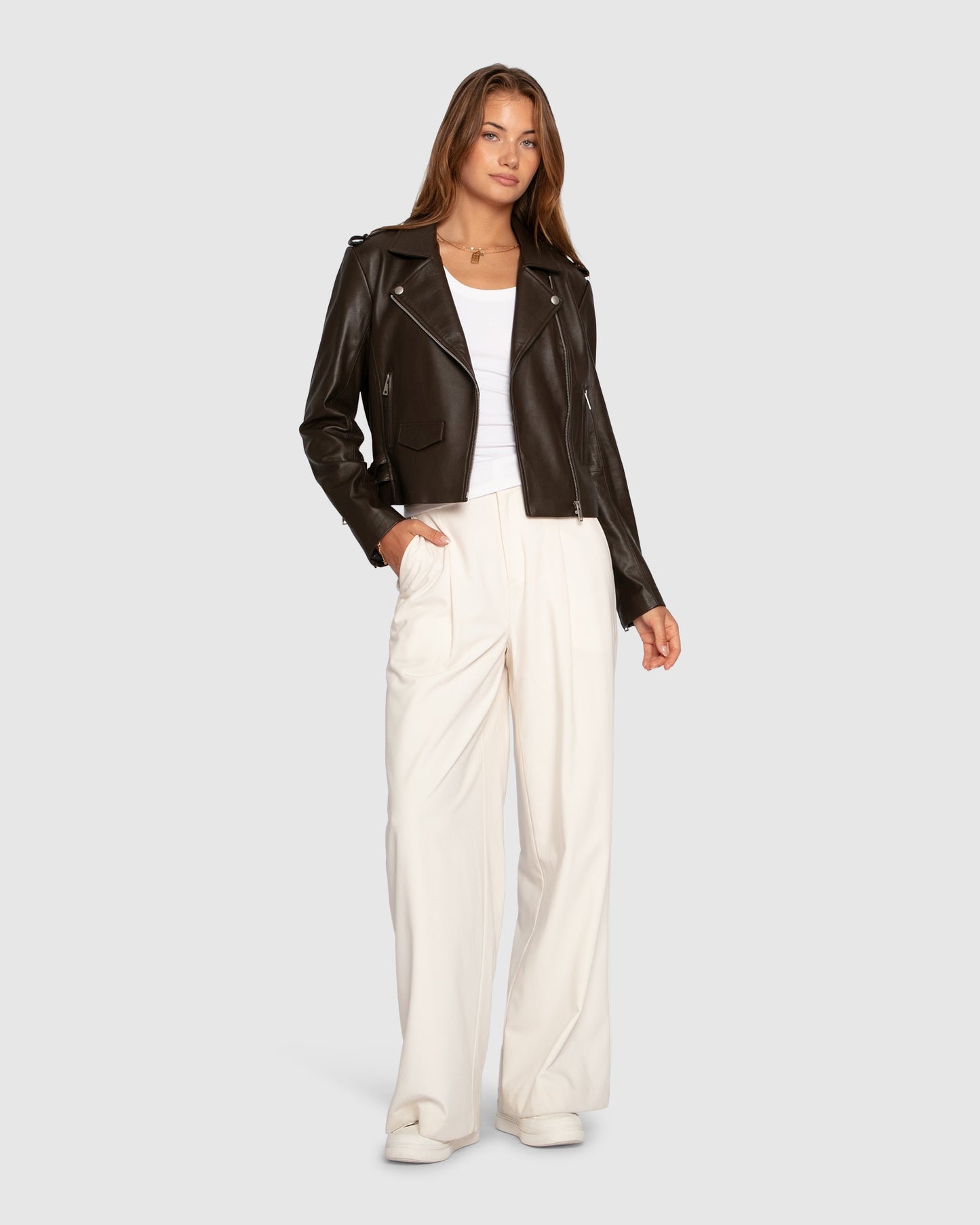 Just Friends Leather Jacket - Chocolate