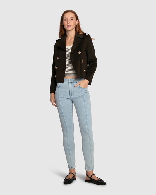 Love Me Now Wool Blend Military Style Coat - Military