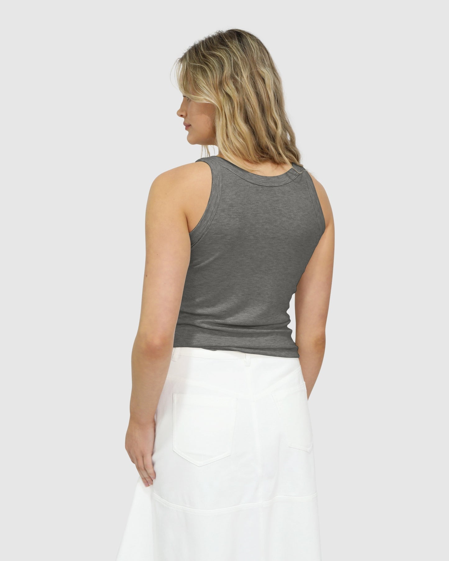 Last Time Ribbed Tank Top - Grey