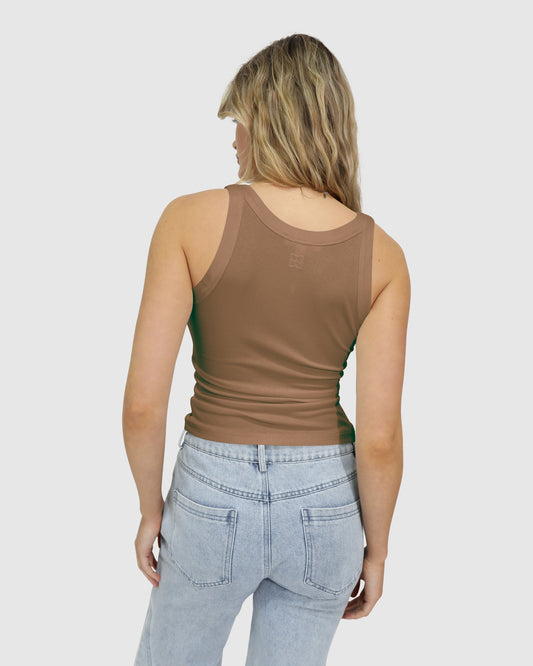 Last Time Ribbed Tank Top - Beige