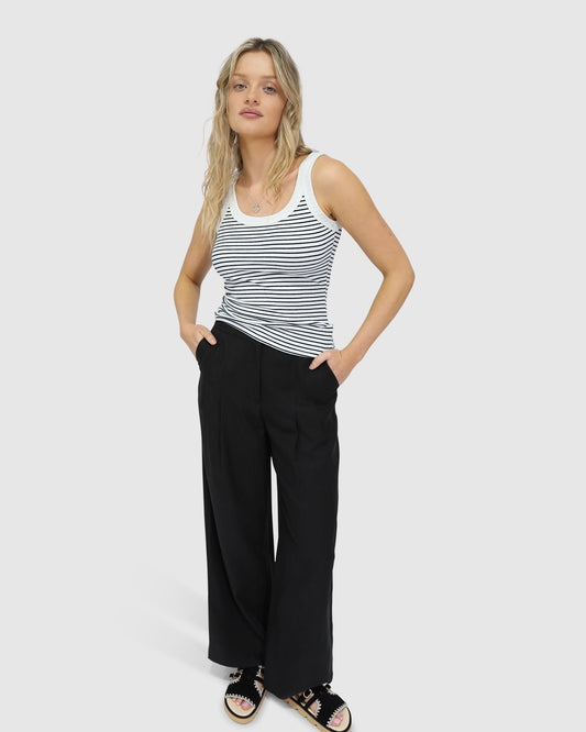 Last Time Ribbed Tank Top - White/Black