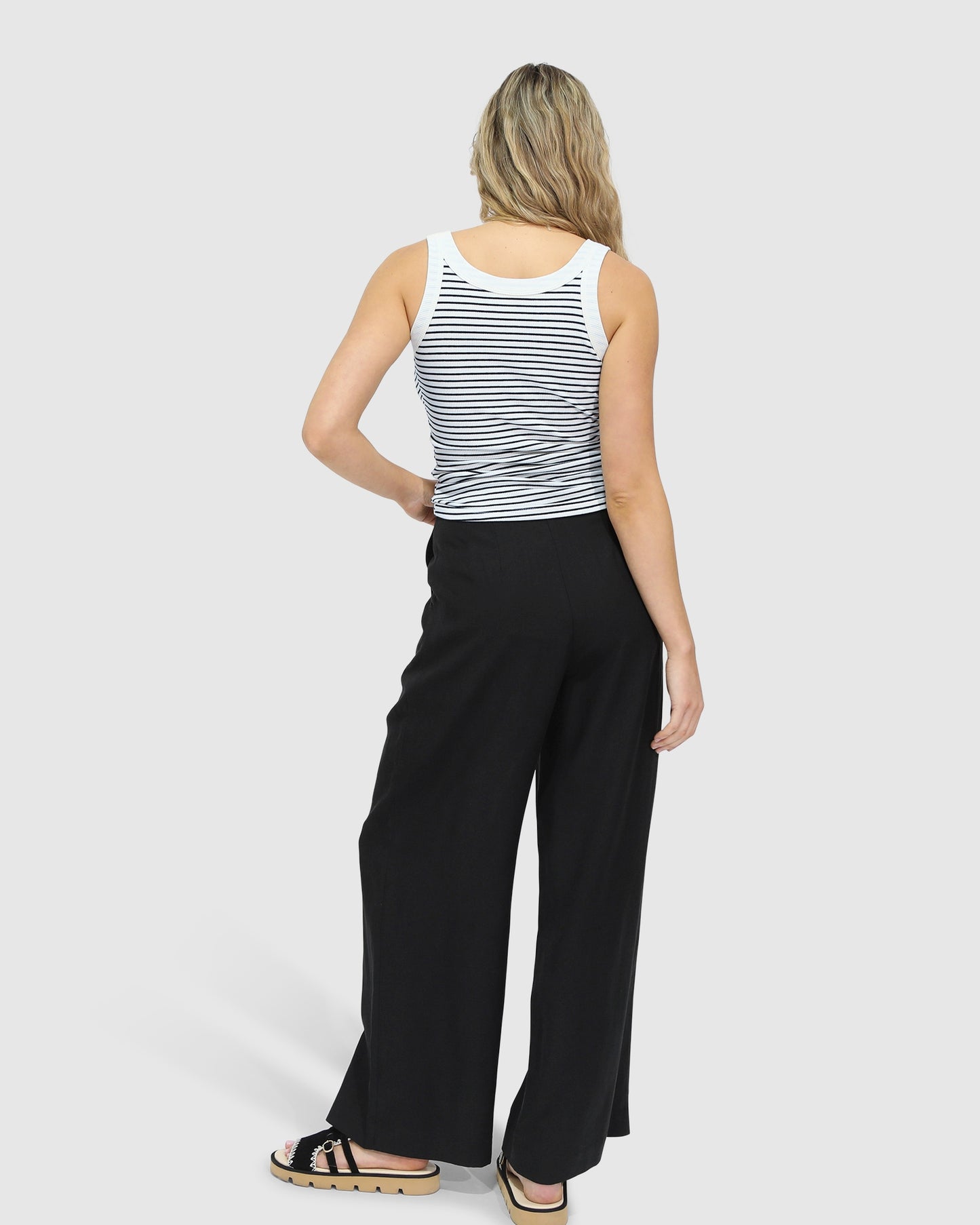 Last Time Ribbed Tank Top - White/Black