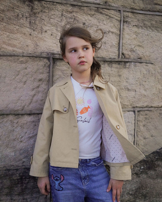 Matilda Cropped Trench Jacket - Khaki