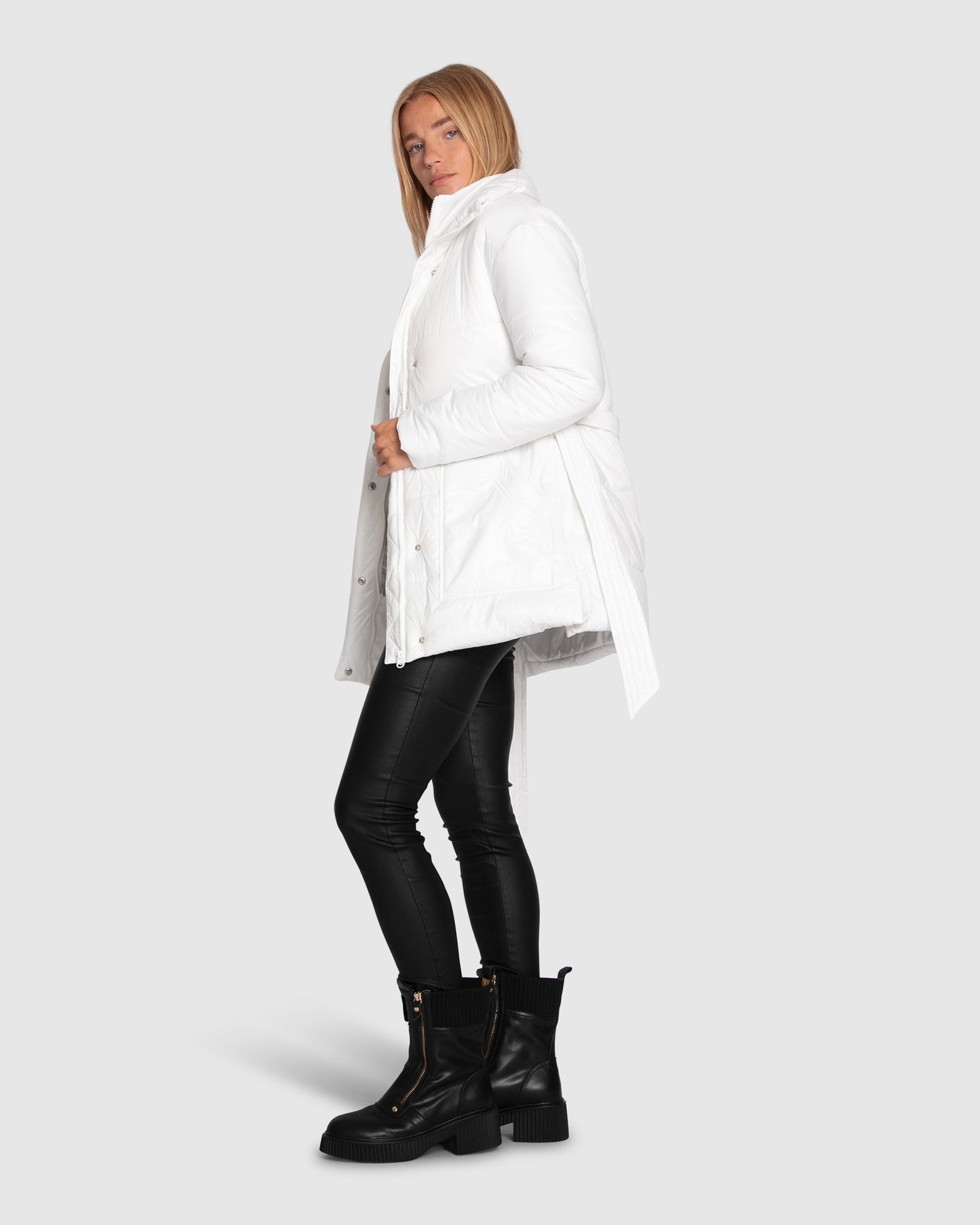 Moonrise Belted Puffer Jacket - Off White