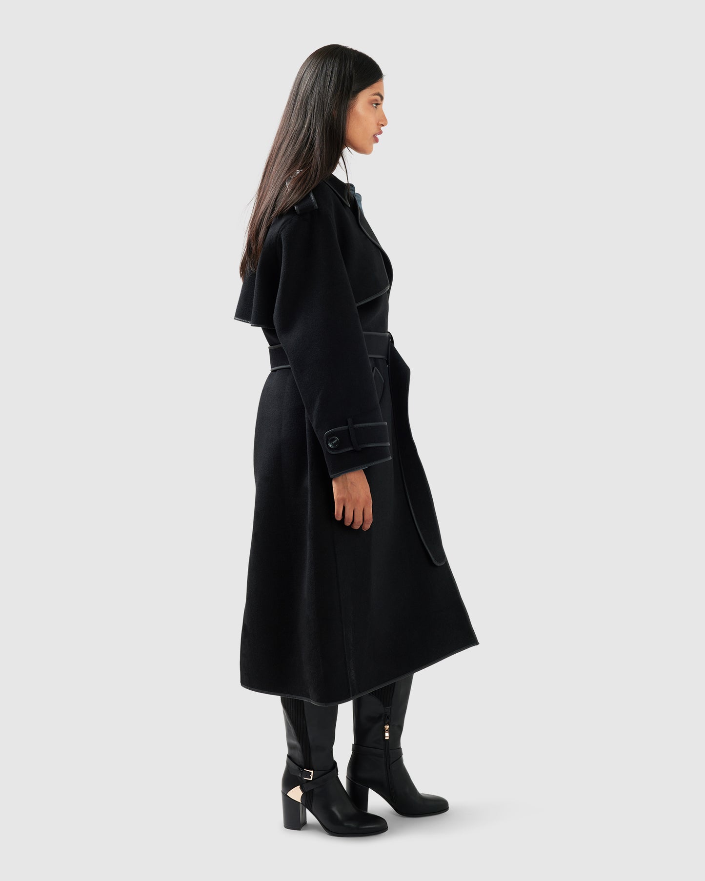 Million Reasons Wool Blend Belted Coat - Black