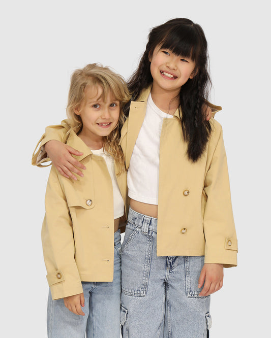 Matilda Cropped Trench Jacket - Khaki